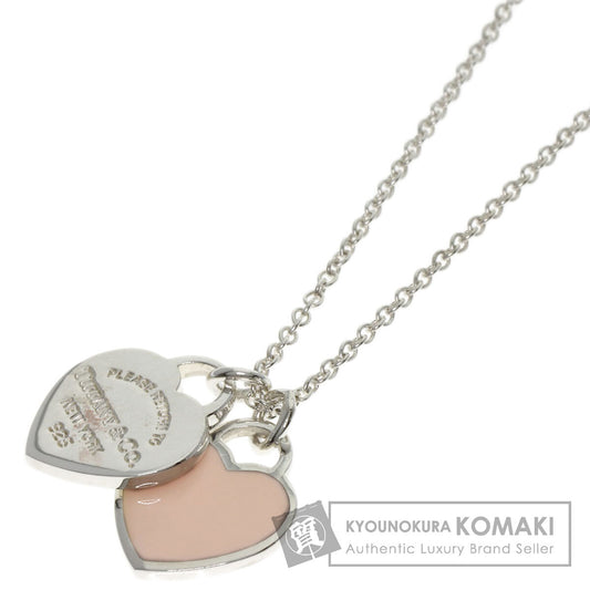 TIFFANY&Co. Double Heart Pink Enamel Necklace Silver Ladies [Used]