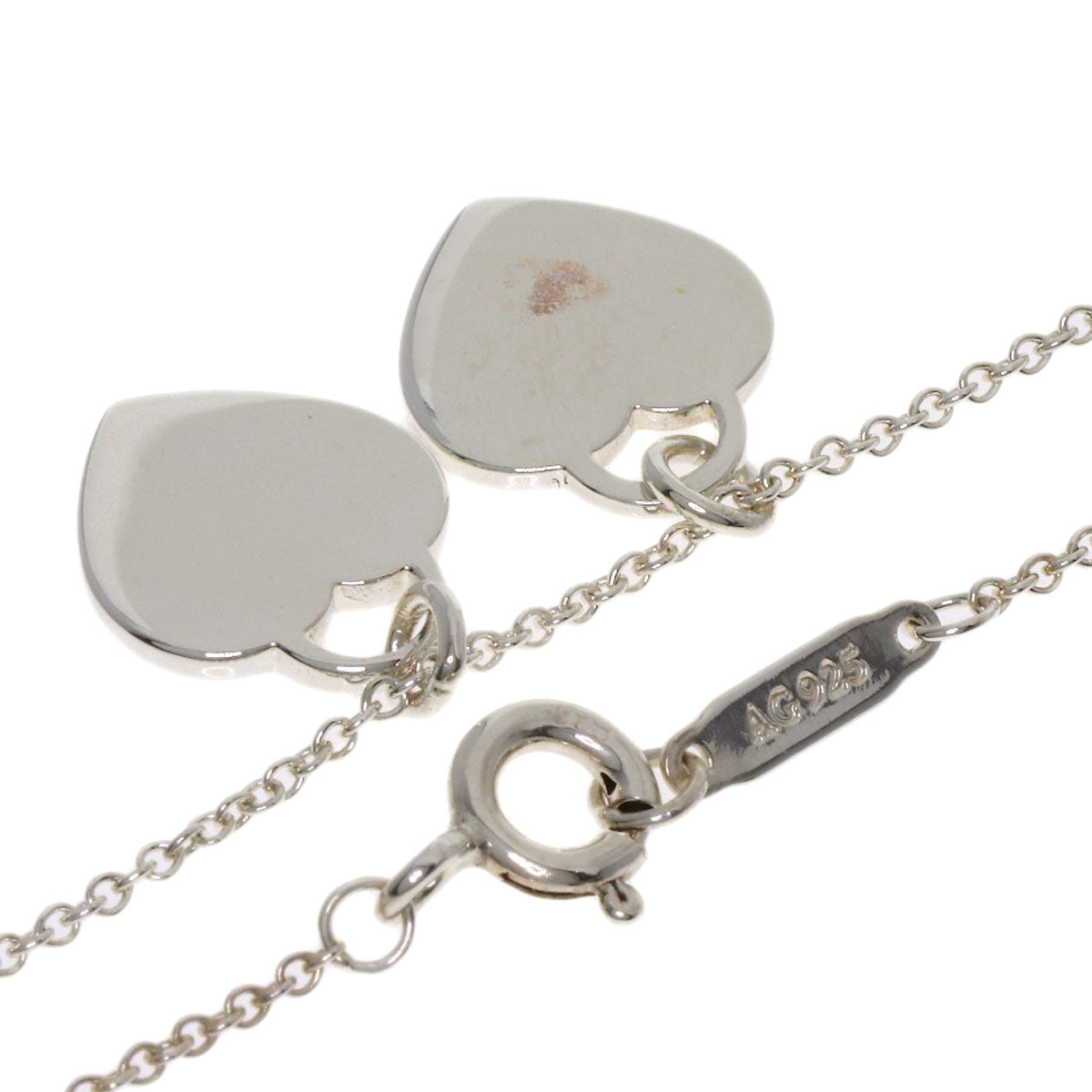 TIFFANY&Co. Double Heart Pink Enamel Necklace Silver Ladies [Used]