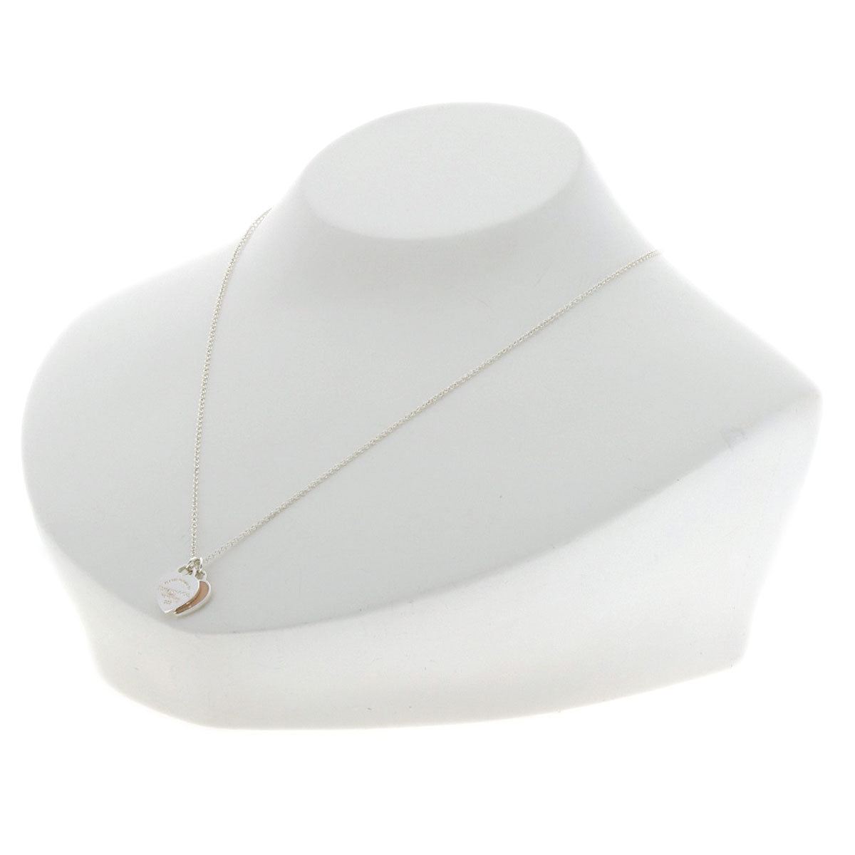 TIFFANY&Co. Double Heart Pink Enamel Necklace Silver Ladies [Used]