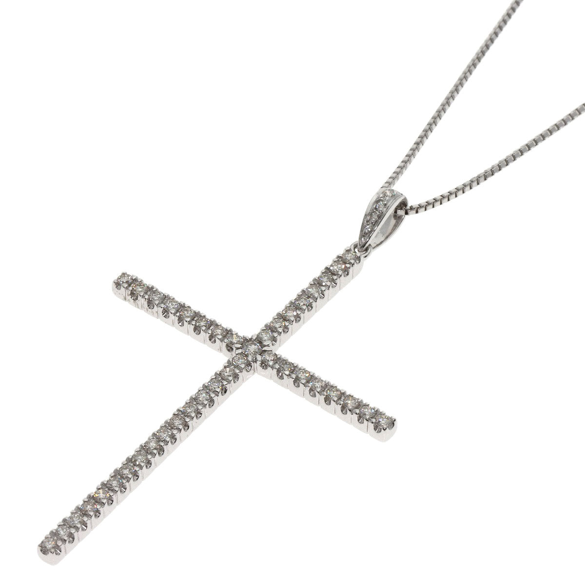 MONNICKENDAM Large cross Diamond Necklace K18 White Gold PT850Ladies [Used]