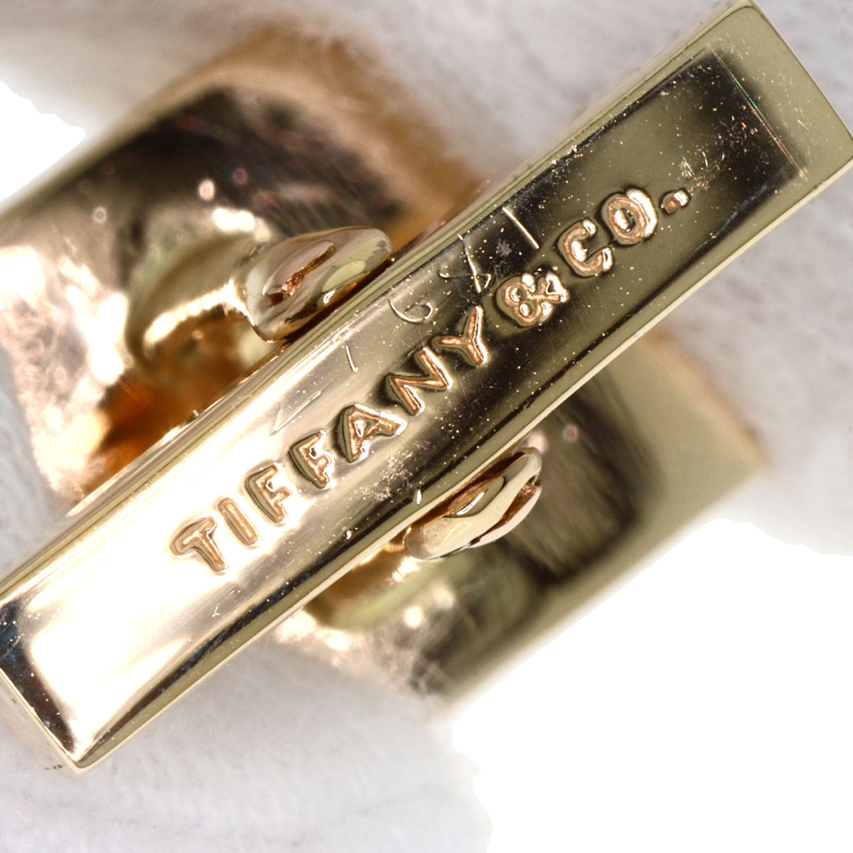 TIFFANY&Co. Square motif cuffs K14 Yellow Gold mens [Used]