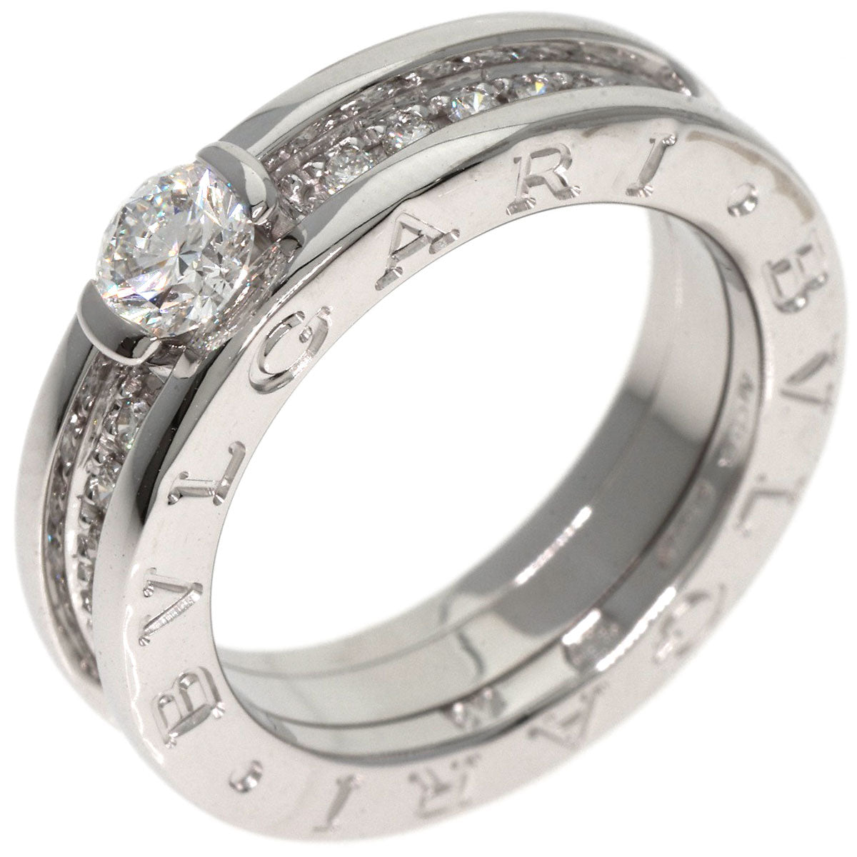 BVLGARI B.zero1 1 band Diamond #48 Ring K18 White Gold Ladies [Used]
