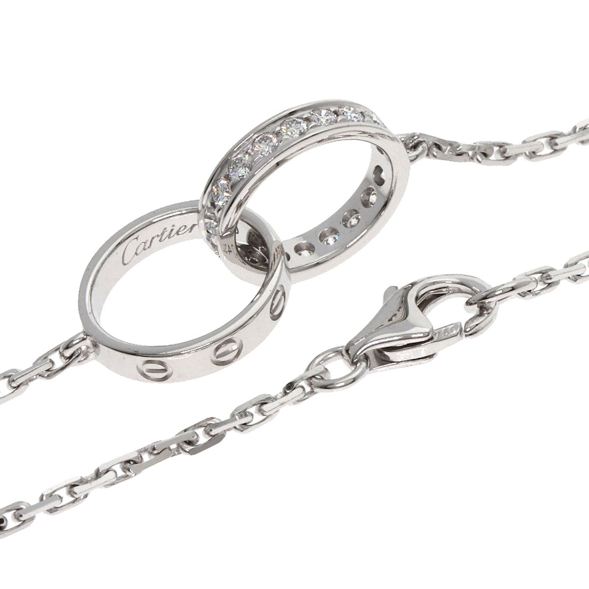 CARTIER Baby Love Diamond Necklace K18 White Gold Ladies [Used]