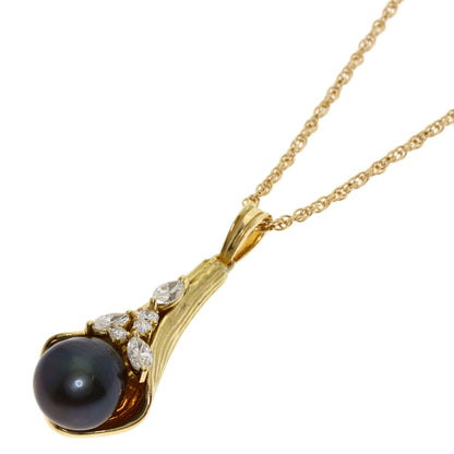 クイーン バッロックパール 真珠 ダイヤモンド ネックレス K18イエローゴールド レディース 【中古】【Queen】