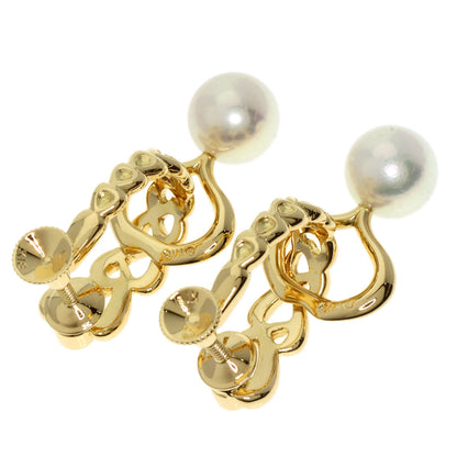 MIKIMOTO Pearl Pearl Diamond replacement charm included Earring K18 Yellow Gold Ladies [Used]