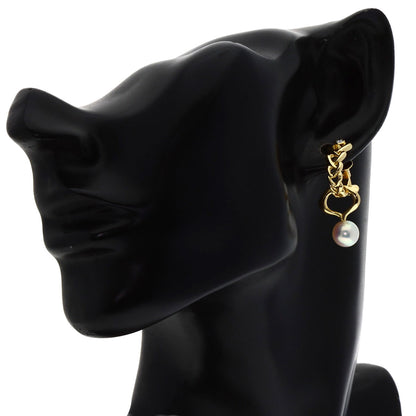 MIKIMOTO Pearl Pearl Diamond replacement charm included Earring K18 Yellow Gold Ladies [Used]