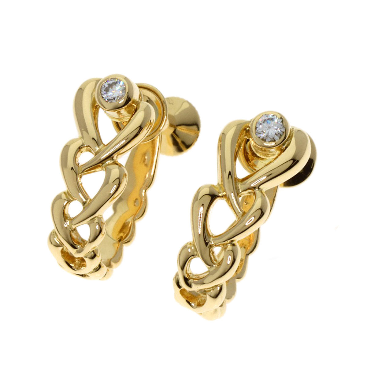 MIKIMOTO Pearl Pearl Diamond replacement charm included Earring K18 Yellow Gold Ladies [Used]