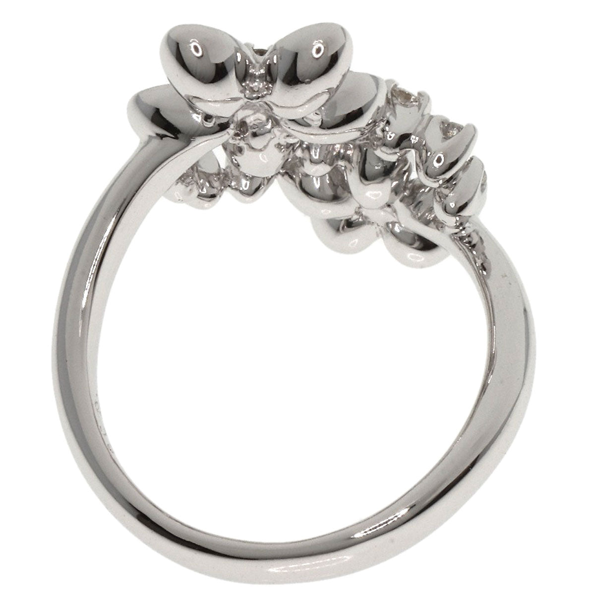Ponte Vecchio Flower Diamond Black Diamond Ring K18 White Gold Ladies [Used]
