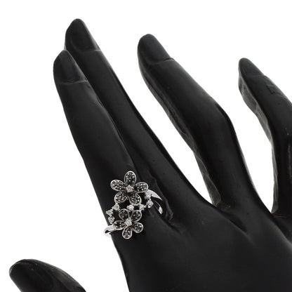 Ponte Vecchio Flower Diamond Black Diamond Ring K18 White Gold Ladies [Used]