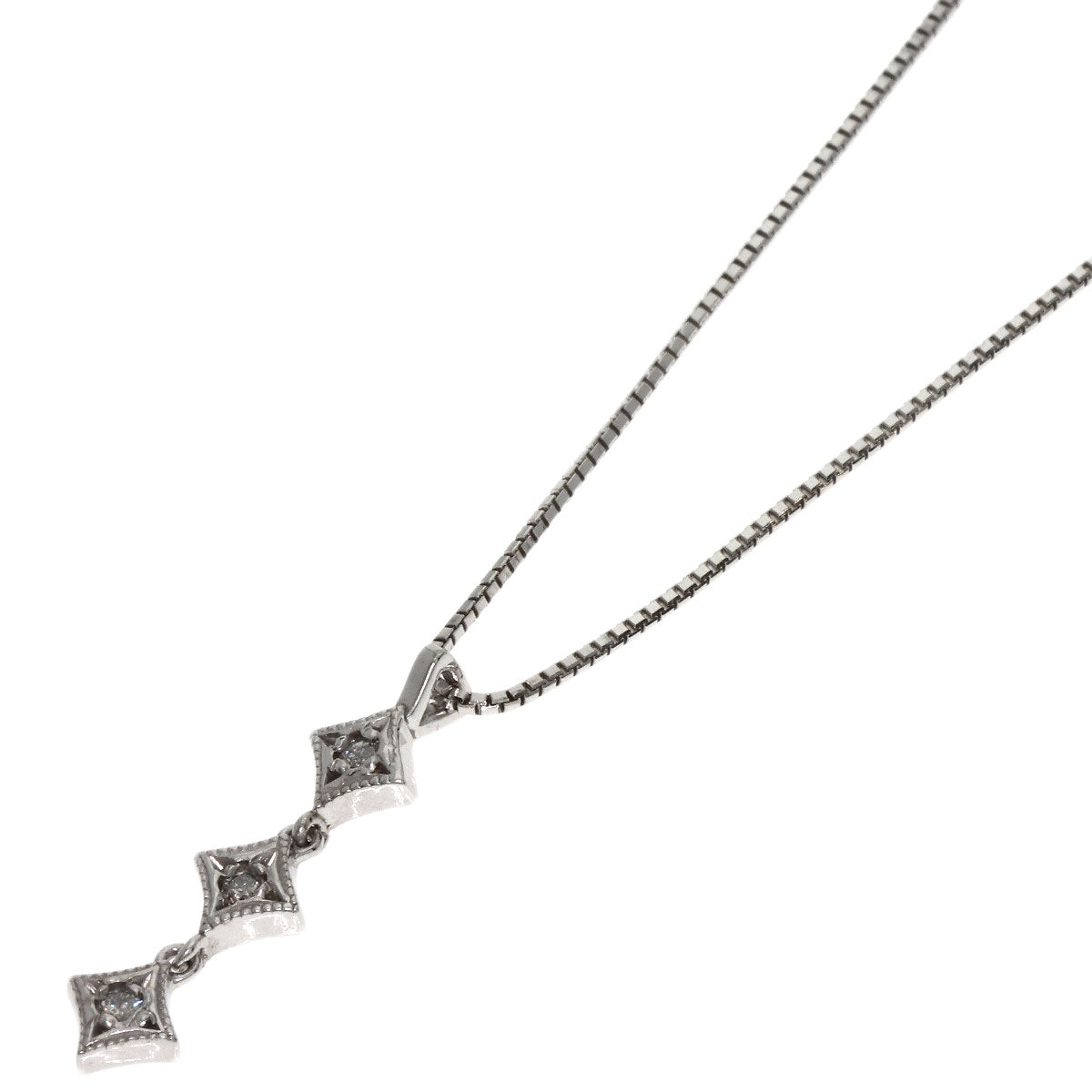 agete Diamond Necklace K18 White Gold Ladies [Used]
