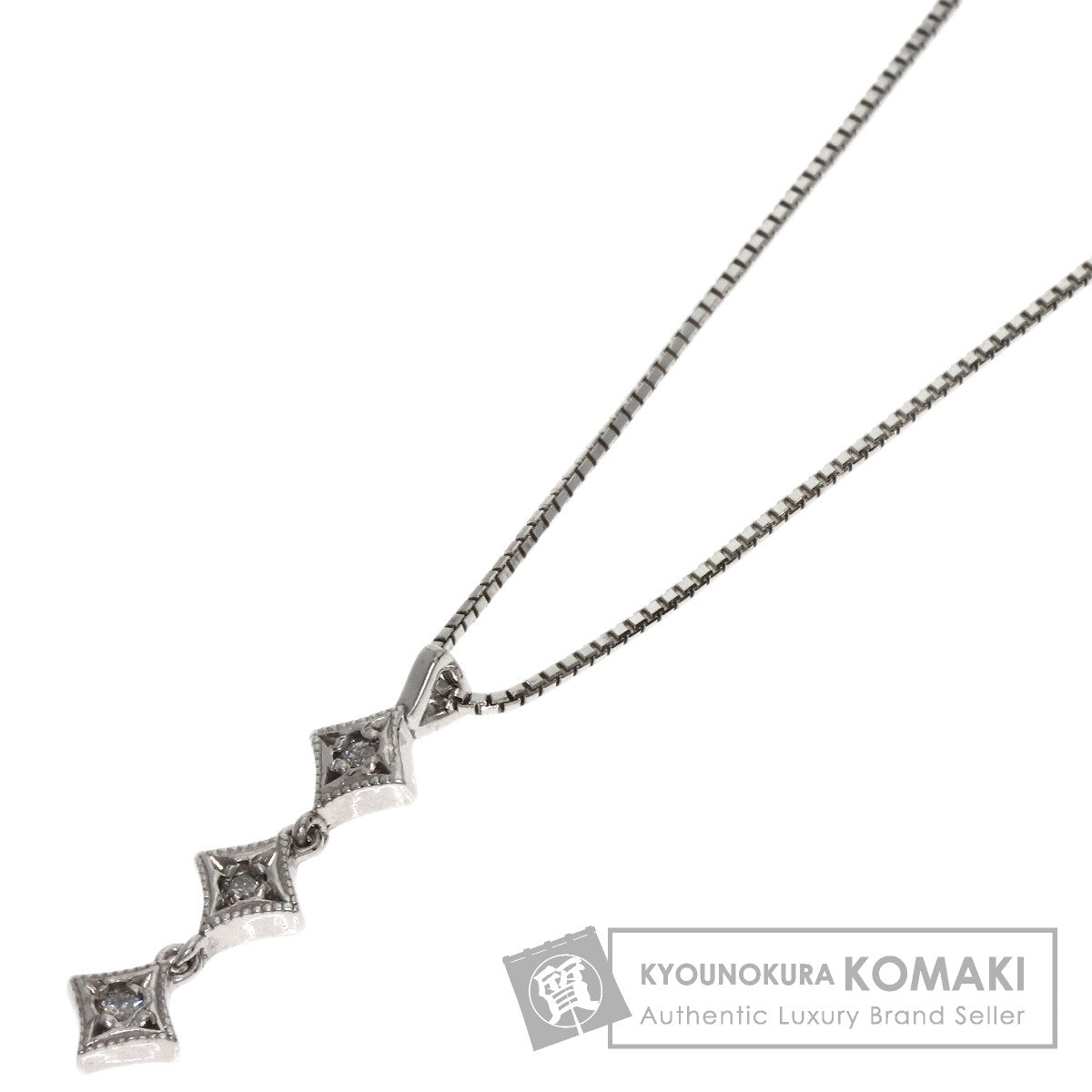 agete Diamond Necklace K18 White Gold Ladies [Used]