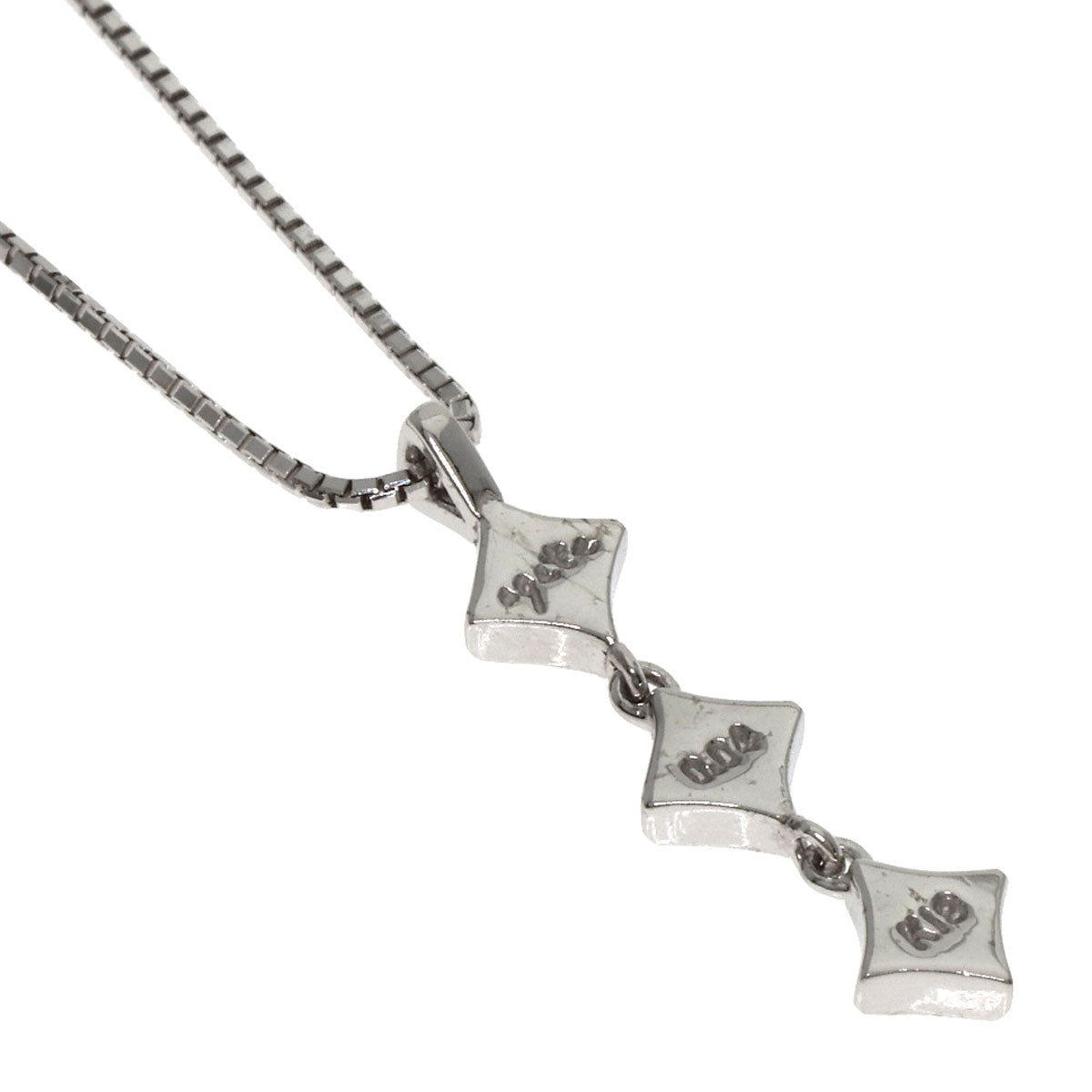 agete Diamond Necklace K18 White Gold Ladies [Used]