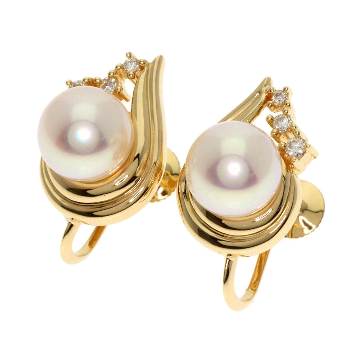 TASAKI Pearl Pearl Diamond Earring K18 Yellow Gold Ladies [Used]