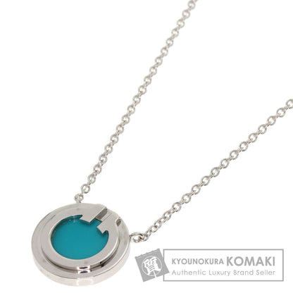 TIFFANY&Co. T TWO Circle Turquoise Necklace K18 White Gold Ladies [Used]