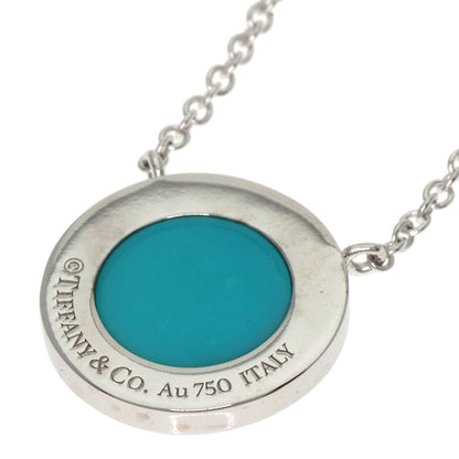 TIFFANY&Co. T TWO Circle Turquoise Necklace K18 White Gold Ladies [Used]