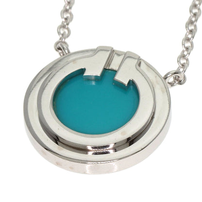 TIFFANY&Co. T TWO Circle Turquoise Necklace K18 White Gold Ladies [Used]