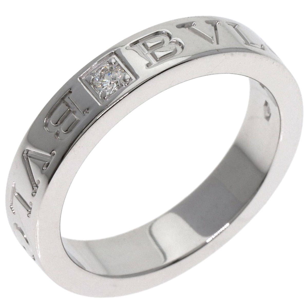 BVLGARI Double logo 1P Diamond Ring K18 White Gold Ladies [Used]