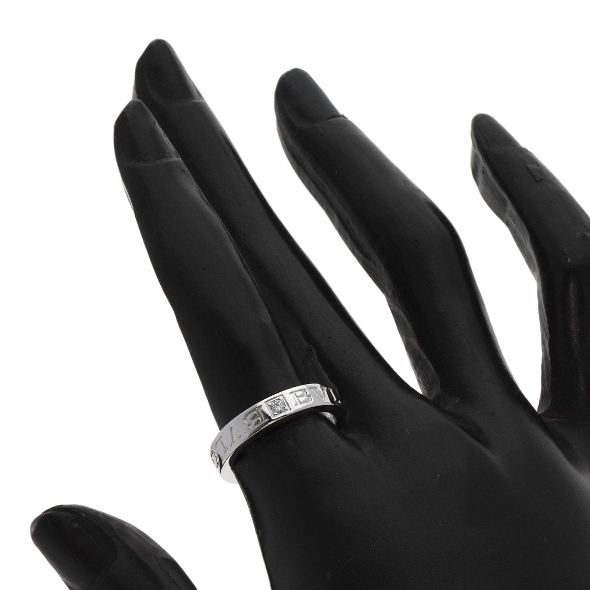 BVLGARI Double logo 1P Diamond Ring K18 White Gold Ladies [Used]