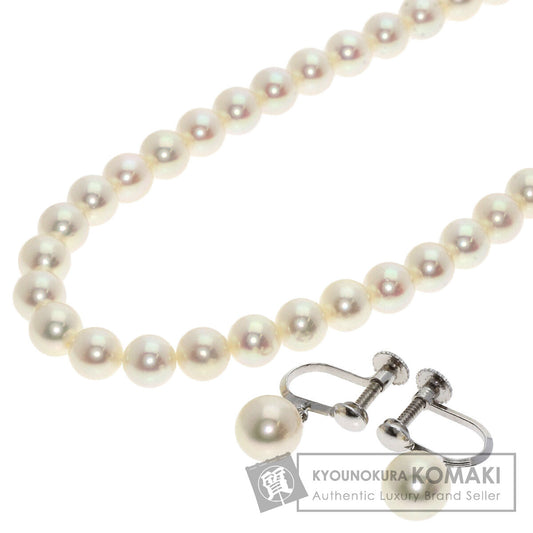 MIKIMOTO Pearl Pearl Earring 2-piece set Necklace Silver Ladies [Used]