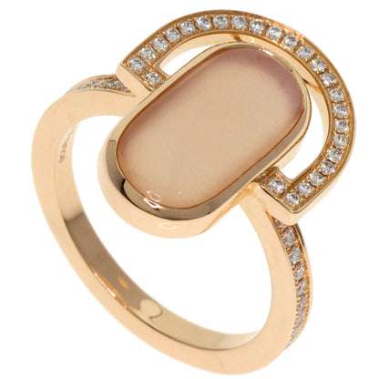 HERMES A l Ecoute Moonstone Diamond #49 Ring K18 Pink Gold Ladies [Used]