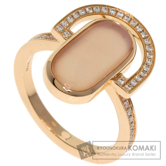 HERMES A l Ecoute Moonstone Diamond #49 Ring K18 Pink Gold Ladies [Used]