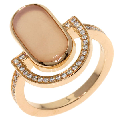 HERMES A l Ecoute Moonstone Diamond #49 Ring K18 Pink Gold Ladies [Used]