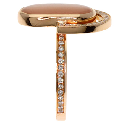 HERMES A l Ecoute Moonstone Diamond #49 Ring K18 Pink Gold Ladies [Used]