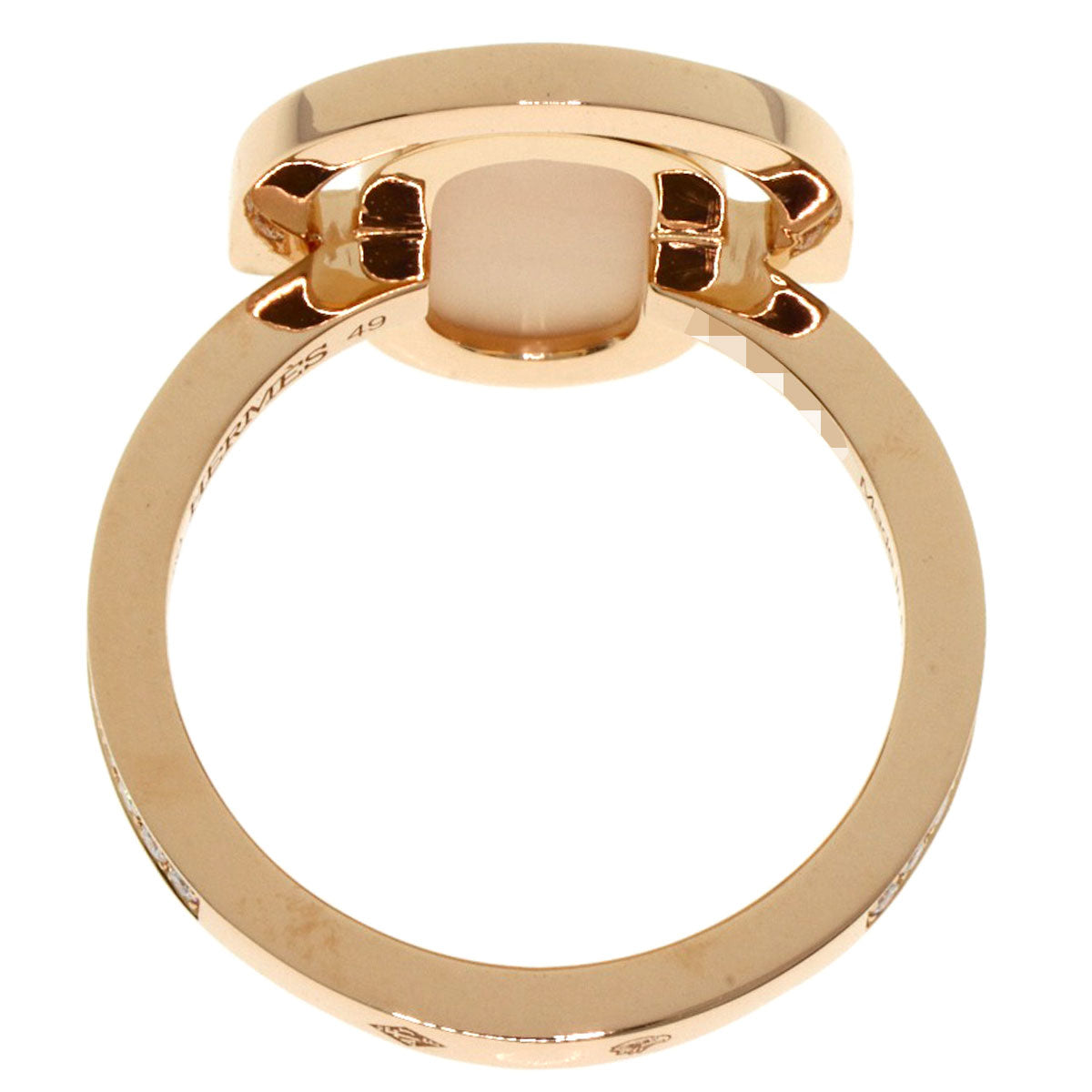 HERMES A l Ecoute Moonstone Diamond #49 Ring K18 Pink Gold Ladies [Used]