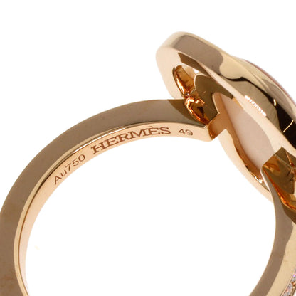 HERMES A l Ecoute Moonstone Diamond #49 Ring K18 Pink Gold Ladies [Used]