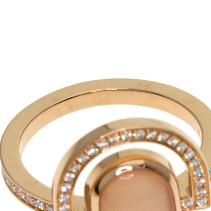 HERMES A l Ecoute Moonstone Diamond #49 Ring K18 Pink Gold Ladies [Used]