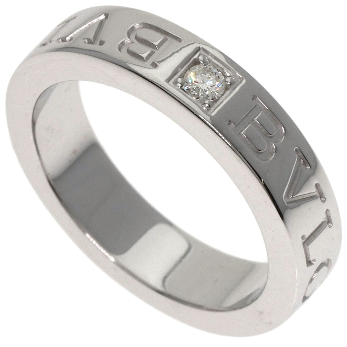 BVLGARI Double logo 1P Diamond Ring K18 White Gold Ladies [Used]