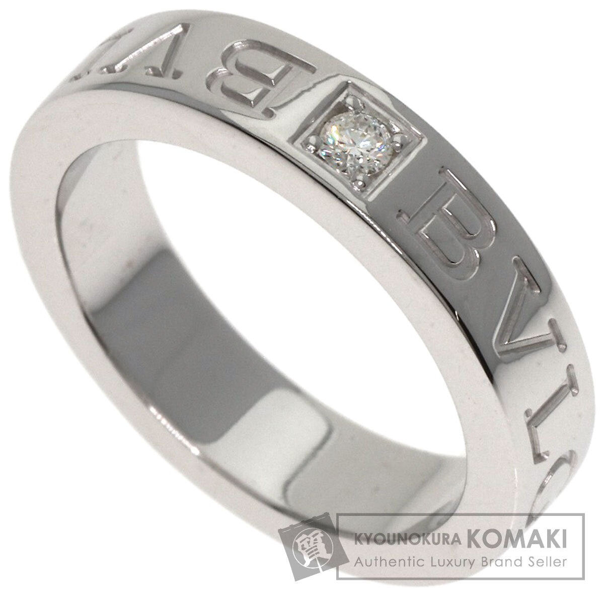 BVLGARI Double logo 1P Diamond Ring K18 White Gold Ladies [Used]