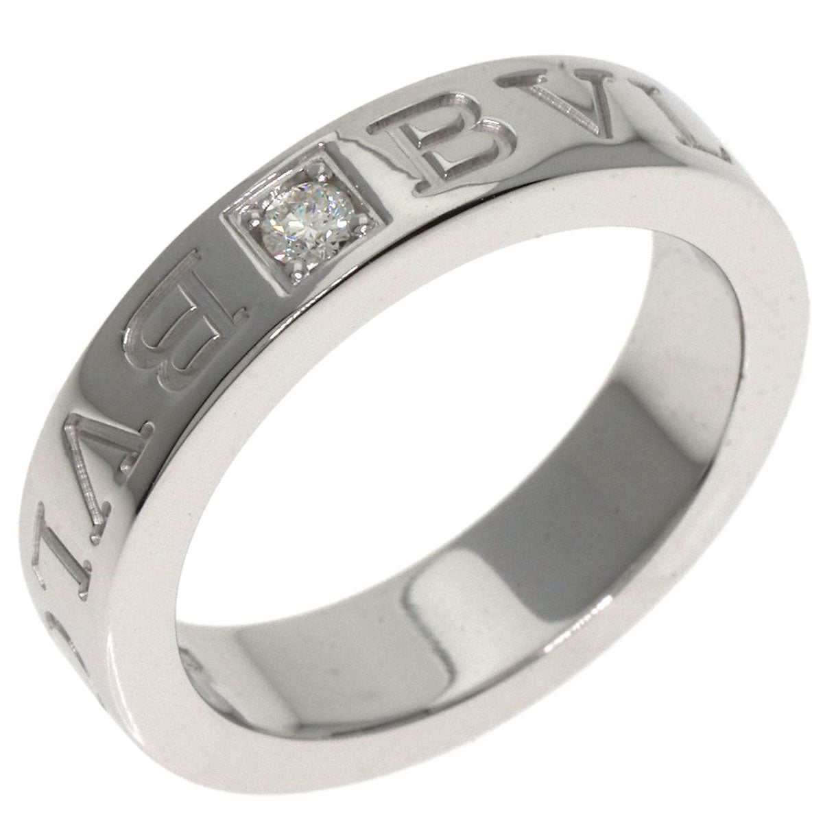 BVLGARI Double logo 1P Diamond Ring K18 White Gold Ladies [Used]