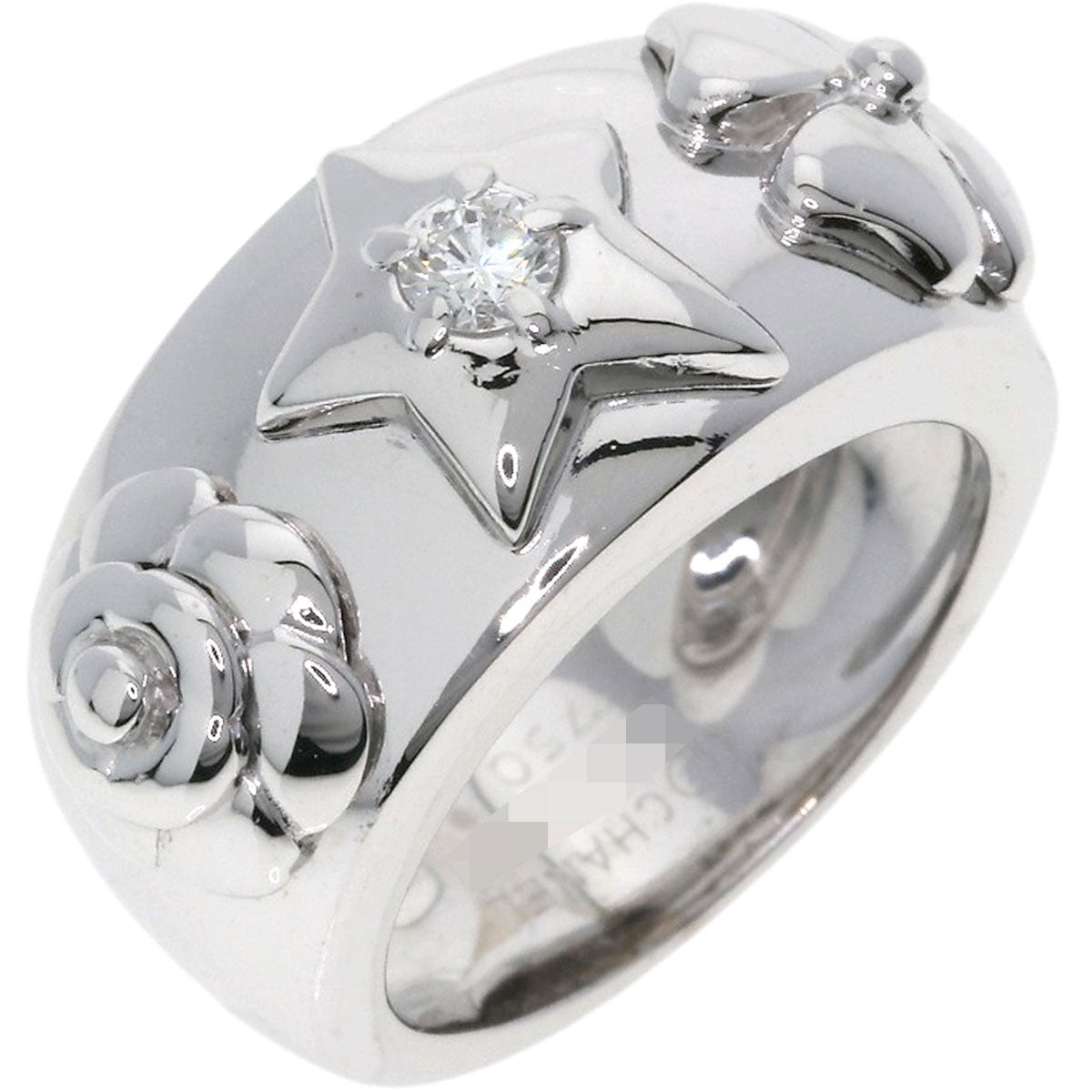 CHANEL Three Symbols Diamond Ring K18 White Gold Ladies [Used]