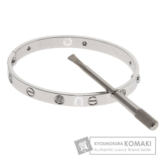 CARTIER LOVE Bracelets Half Diamond with Driver # 17 Bracelet K18 White Gold Ladies [Used]