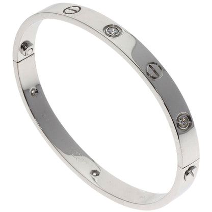 CARTIER LOVE Bracelets Half Diamond with Driver # 17 Bracelet K18 White Gold Ladies [Used]
