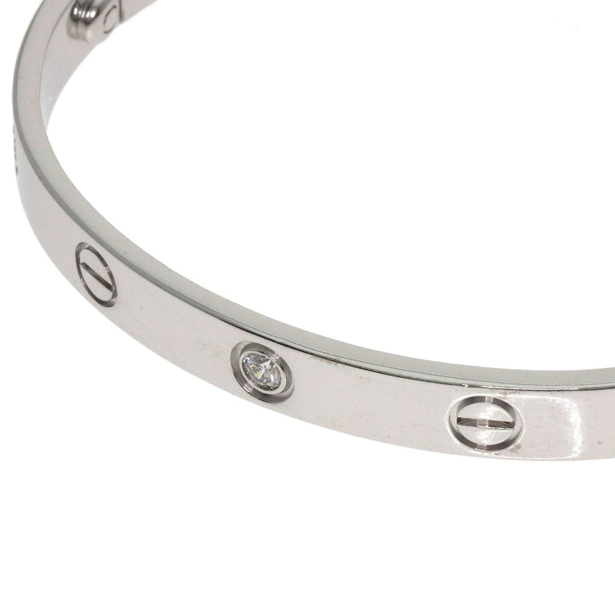 CARTIER LOVE Bracelets Half Diamond with Driver # 17 Bracelet K18 White Gold Ladies [Used]