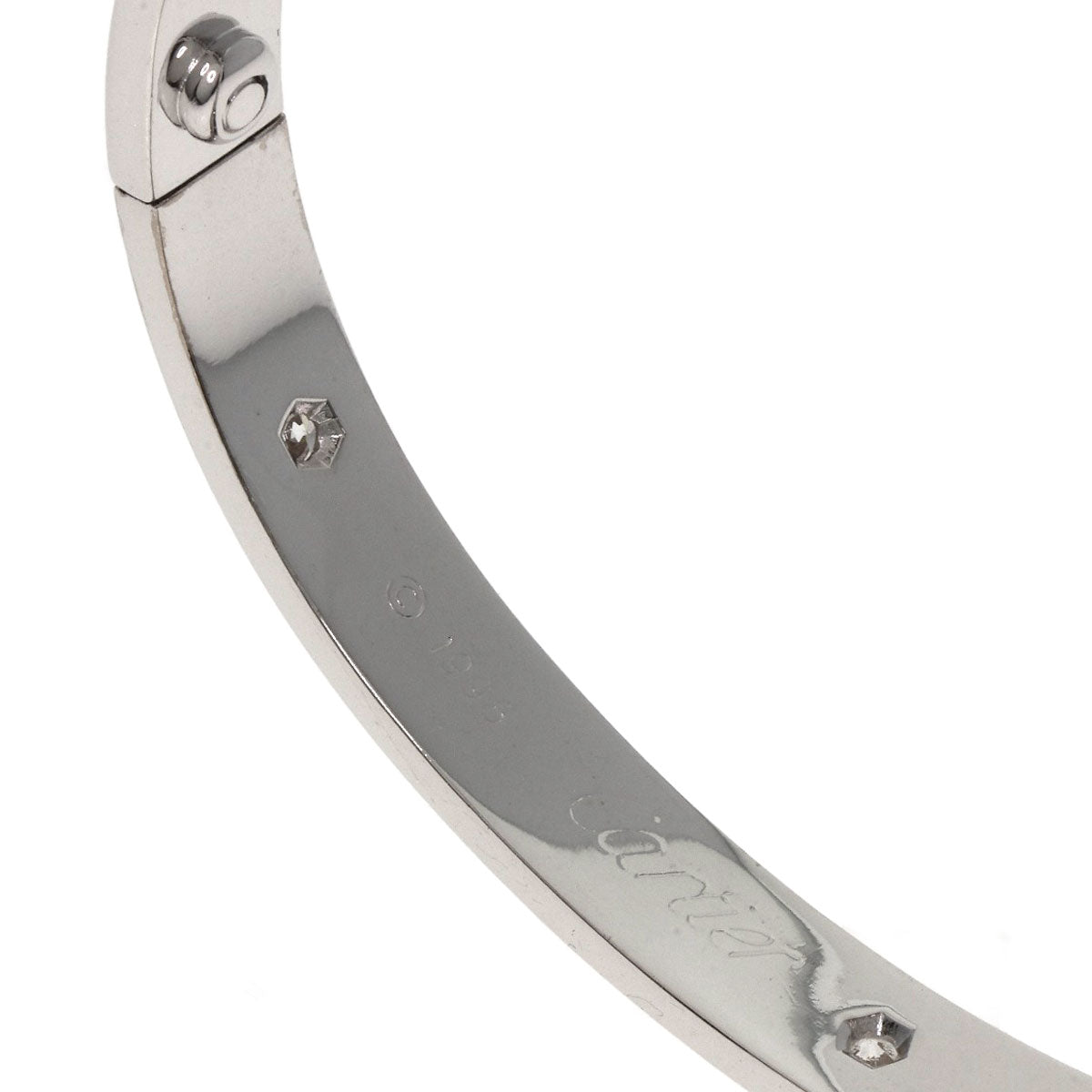 CARTIER LOVE Bracelets Half Diamond with Driver # 17 Bracelet K18 White Gold Ladies [Used]