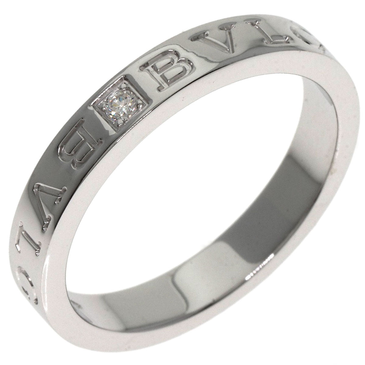 BVLGARI Double logo 1P Diamond Ring K18 White Gold unisex [Used]