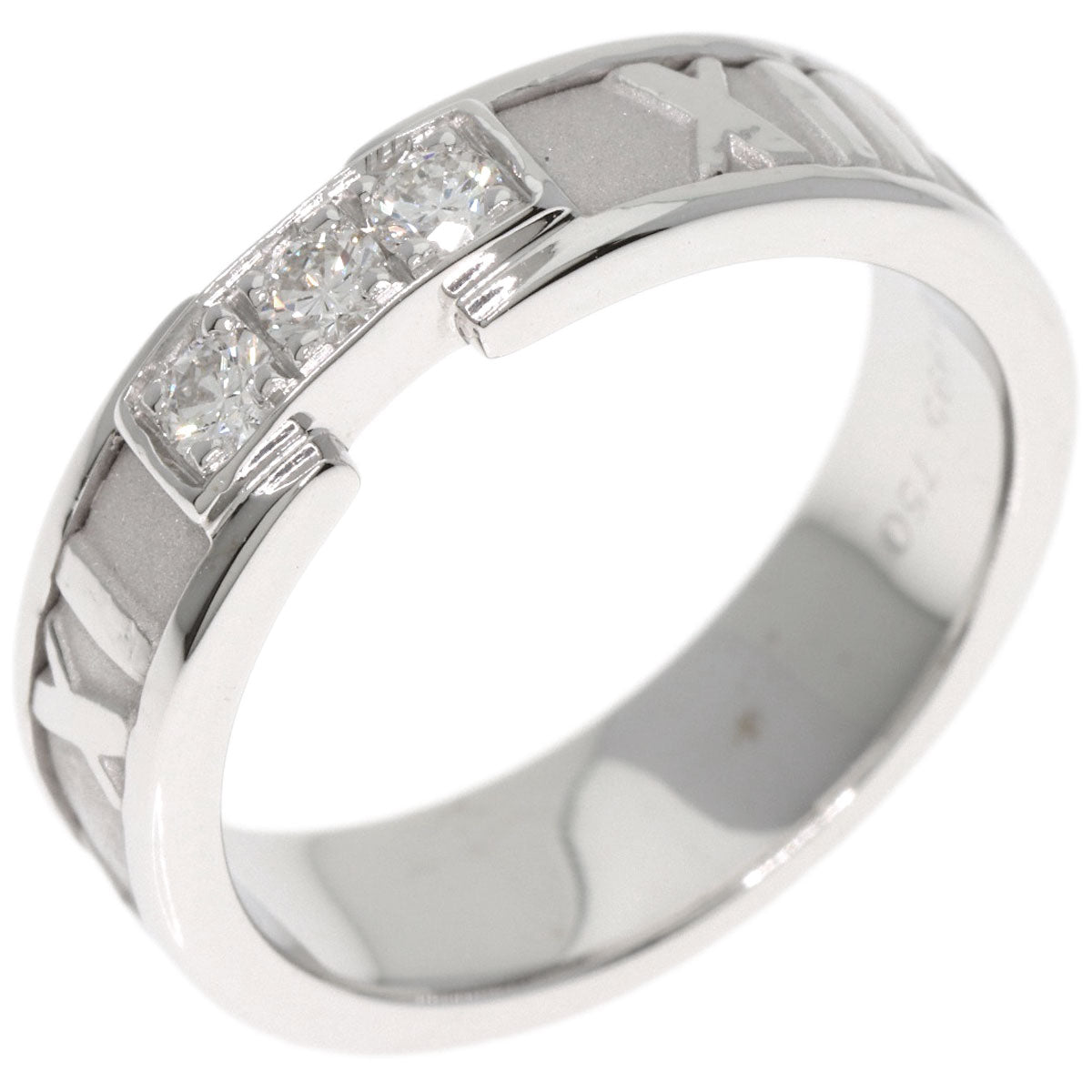 TIFFANY&Co. Atlas 3P Diamond Ring K18 White Gold Ladies [Used]
