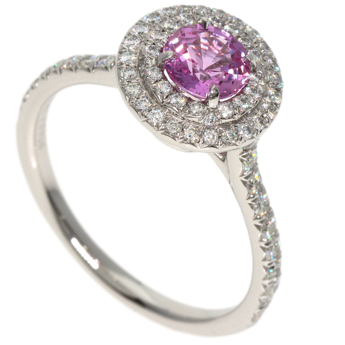 TIFFANY&Co. Solest Pink Sapphire Diamond Ring Platinum PT950 Ladies [Used]