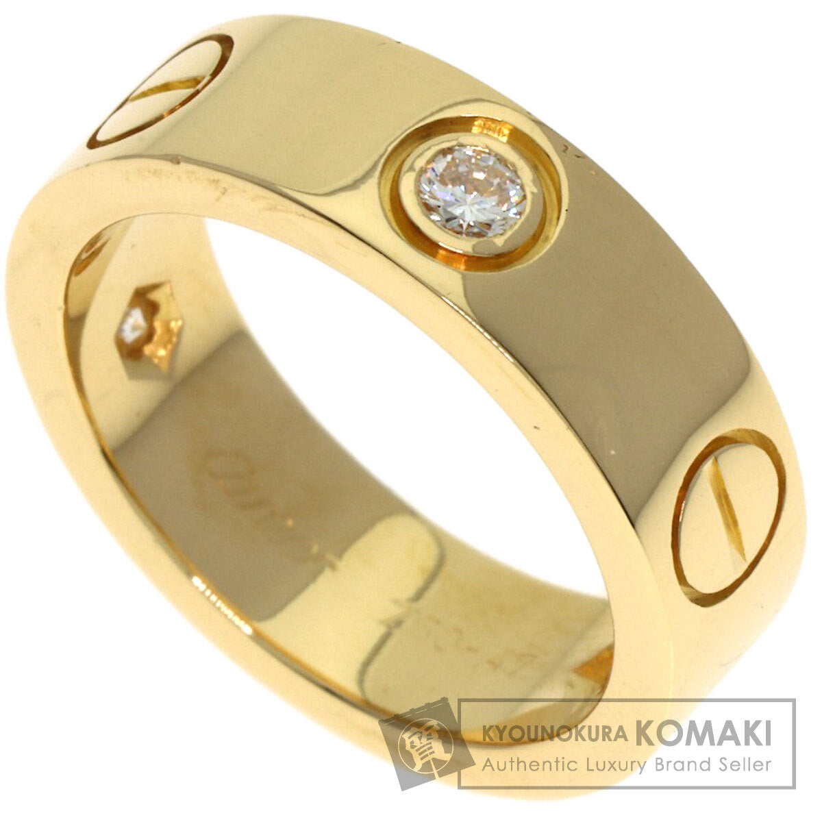 CARTIER love ring half Diamond #47 Ring K18 Yellow Gold Ladies [Used]