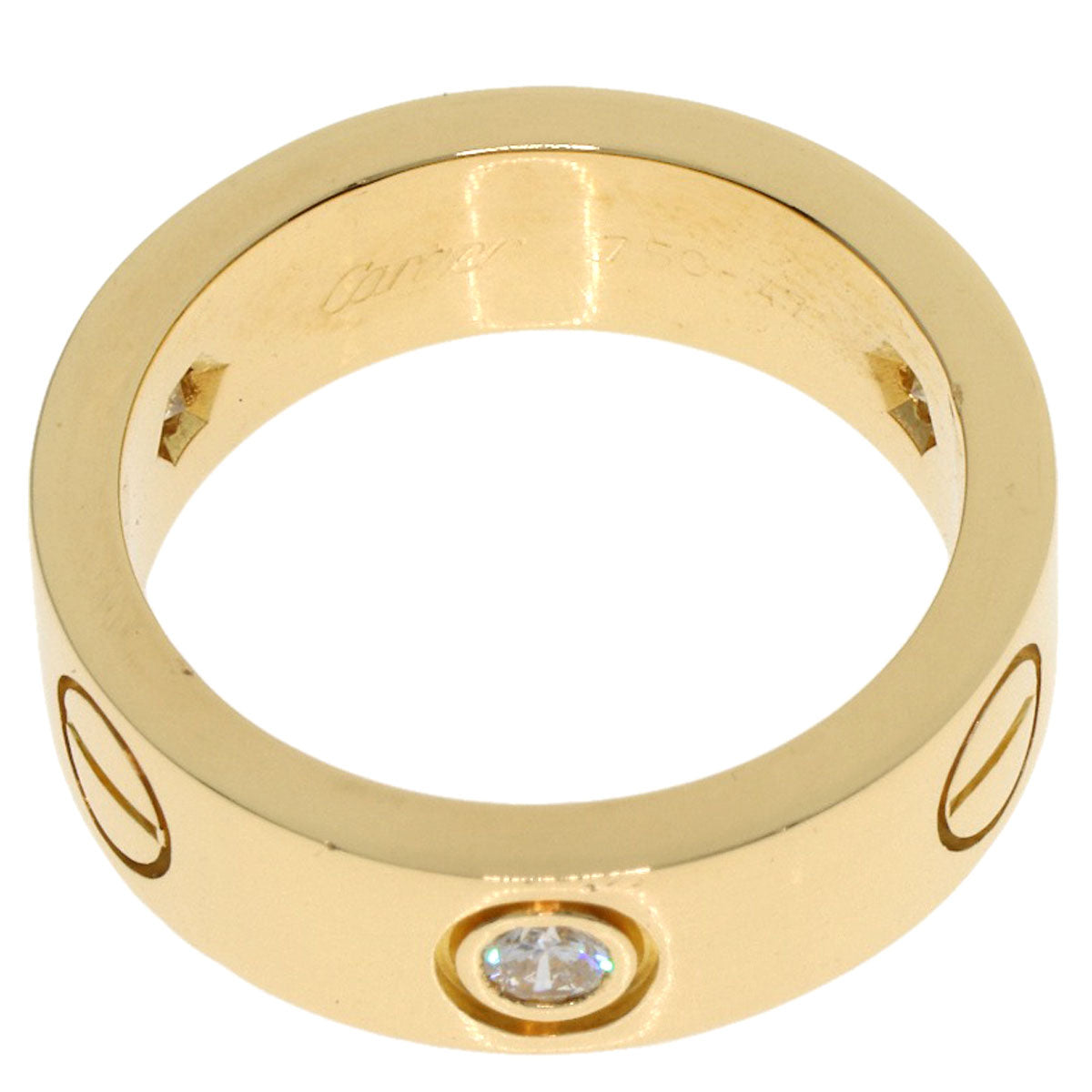 CARTIER love ring half Diamond #47 Ring K18 Yellow Gold Ladies [Used]