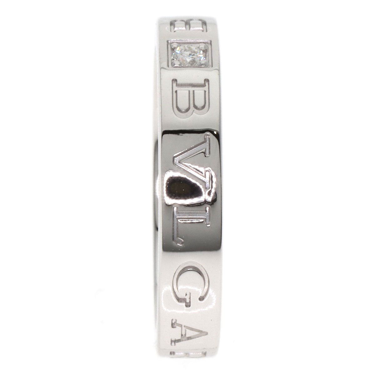 BVLGARI Double Logo 1P Diamond Ring K18 White Gold Ladies [Used]