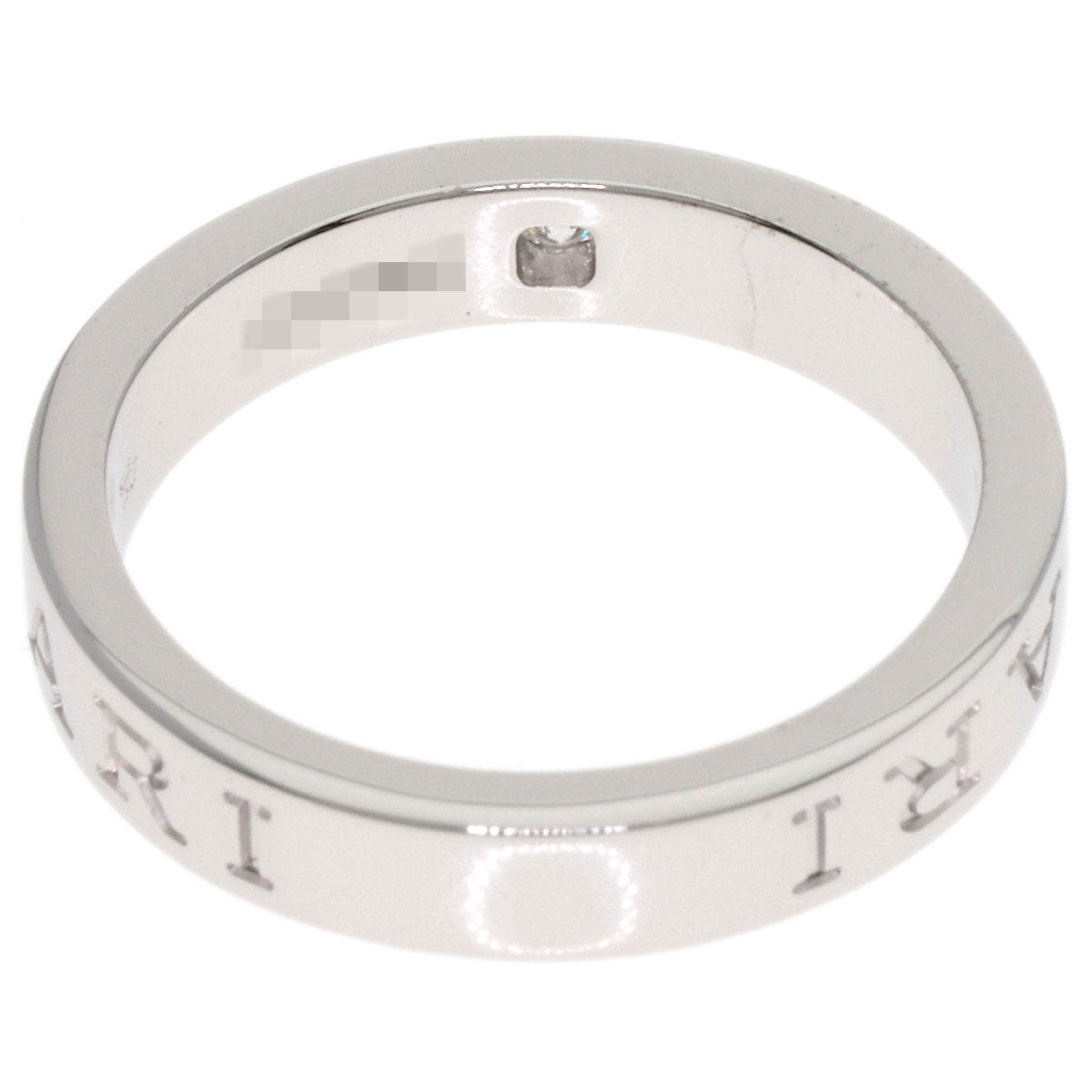 BVLGARI Double Logo 1P Diamond Ring K18 White Gold Ladies [Used]