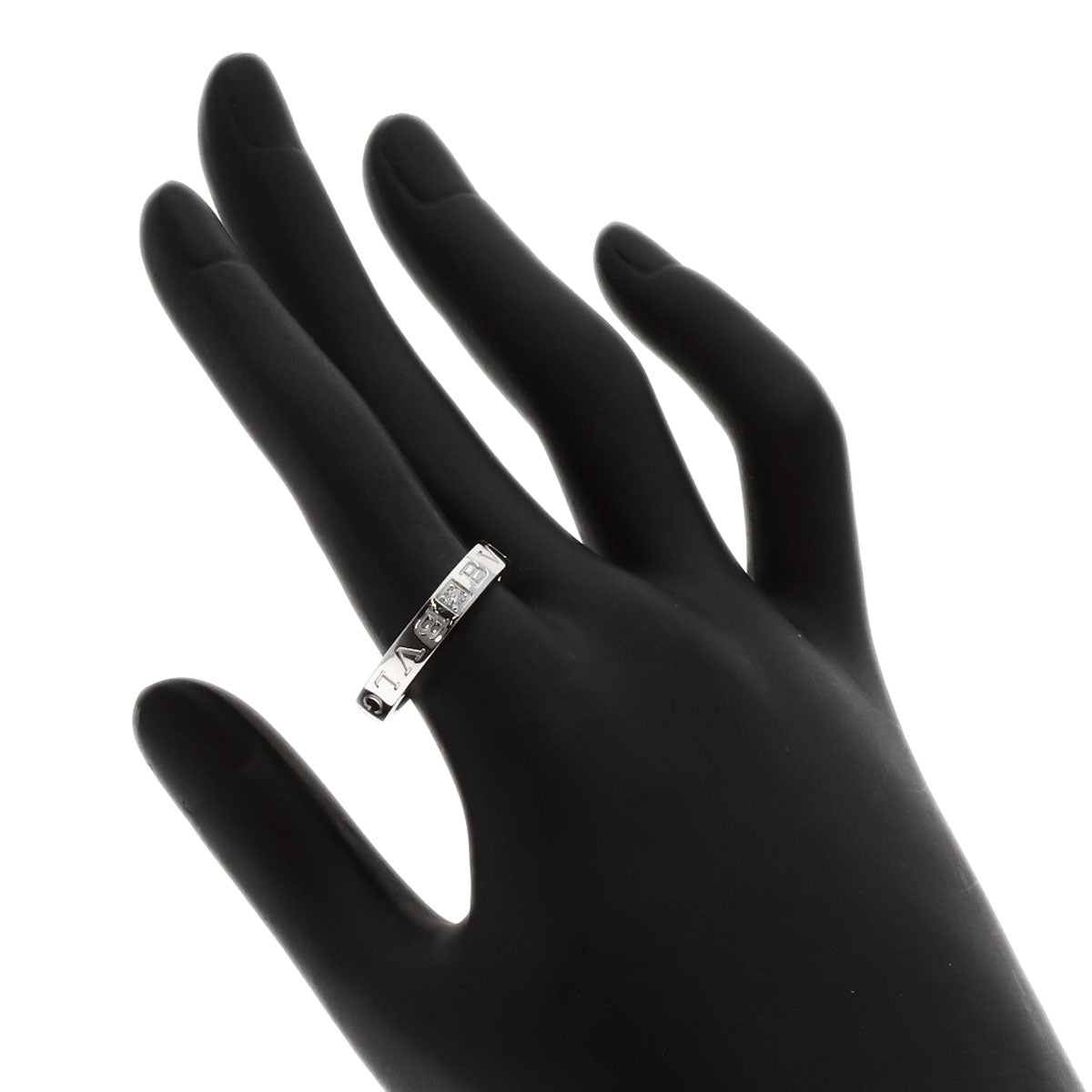 BVLGARI Double Logo 1P Diamond Ring K18 White Gold Ladies [Used]