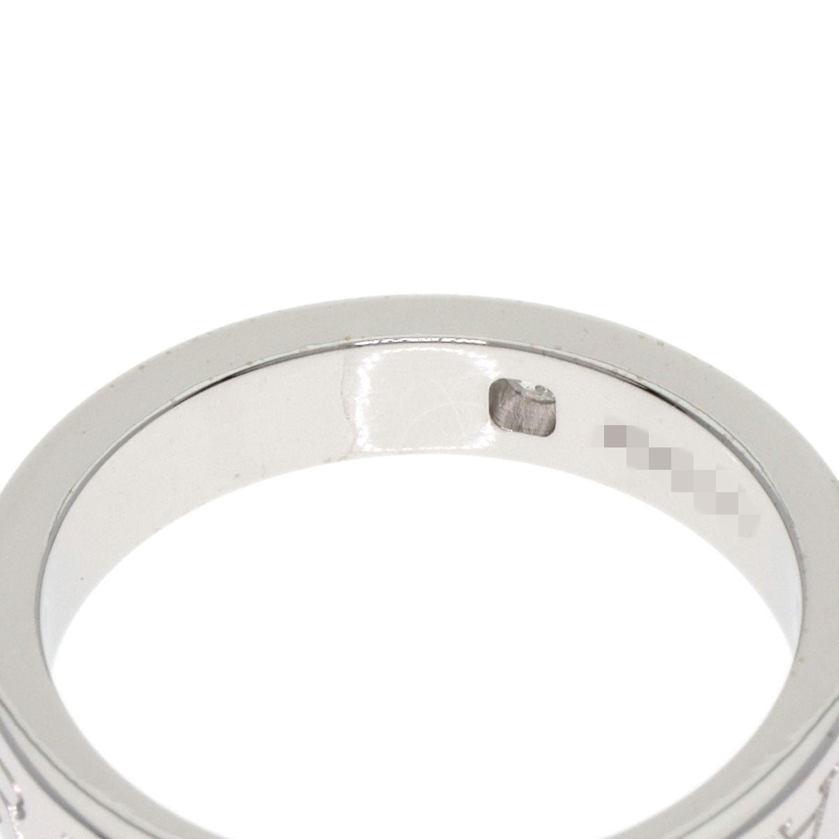 BVLGARI Double Logo 1P Diamond Ring K18 White Gold Ladies [Used]