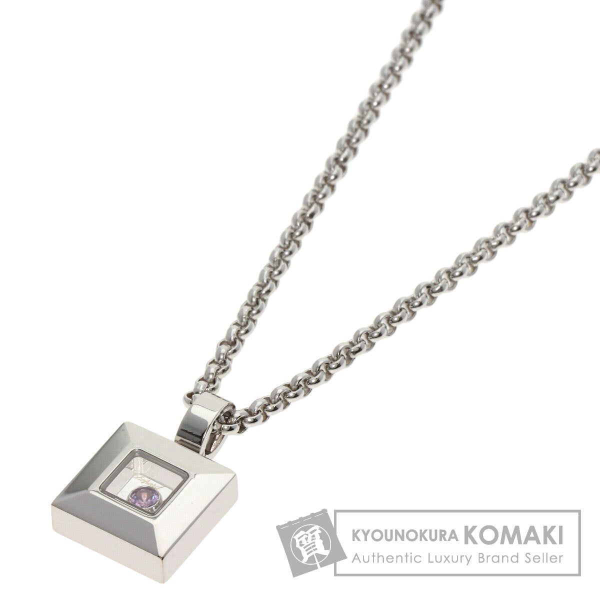 Chopard Happy diamond pink sapphire Necklace K18 White Gold Ladies [Used]