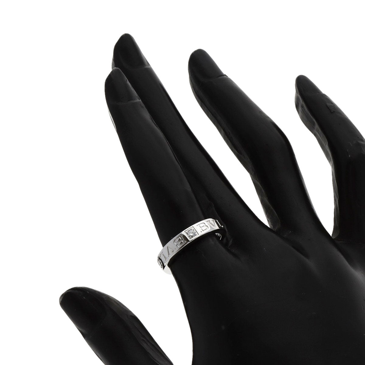 BVLGARI Double logo 1P Diamond Ring K18 White Gold Ladies [Used]