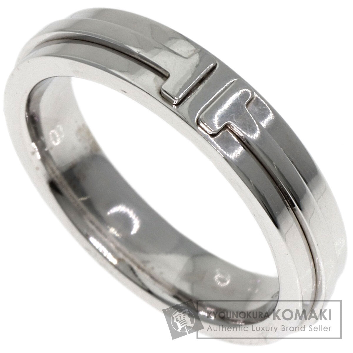 TIFFANY&Co. T TWO narrow Ring K18 White Gold Ladies [Used]